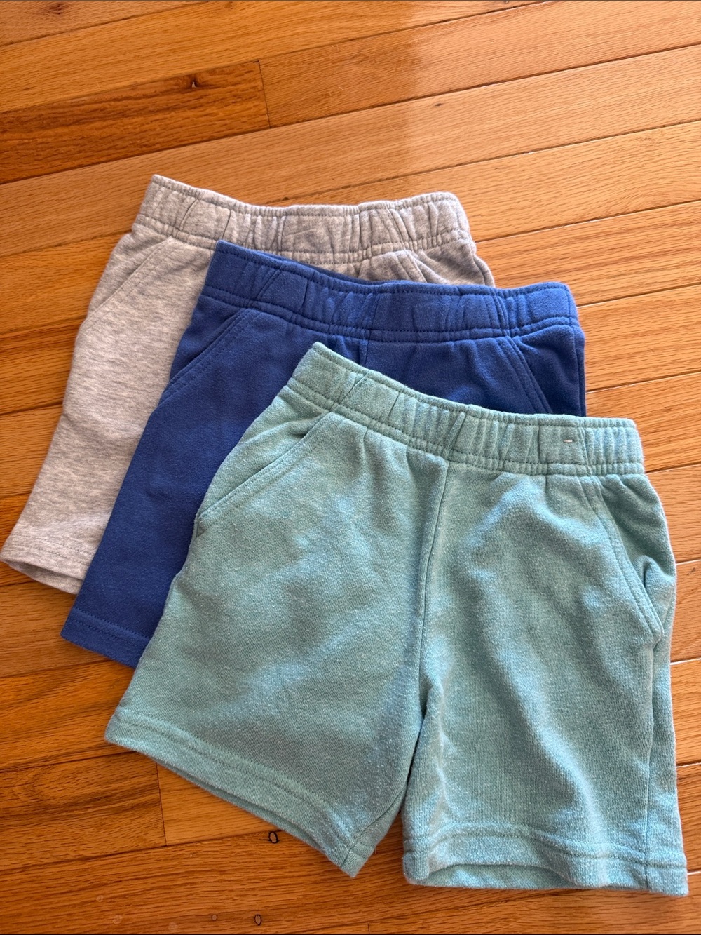 Garanimals Light Teal, Blue, Gray Terry Shorts Trio